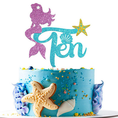 1kom Sirena Party Dekoracija torte Preslatka svjetlucava Sirena Cupcake Topper za dječji rođendan Baby Shower Party na temu sirene
