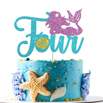 1kom Sirena Party Dekoracija torte Preslatka svjetlucava Sirena Cupcake Topper za dječji rođendan Baby Shower Party na temu sirene