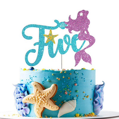 1kom Sirena Party Dekoracija torte Preslatka svjetlucava Sirena Cupcake Topper za dječji rođendan Baby Shower Party na temu sirene