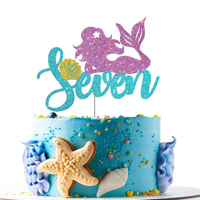 1kom Sirena Party Dekoracija torte Preslatka svjetlucava Sirena Cupcake Topper za dječji rođendan Baby Shower Party na temu sirene