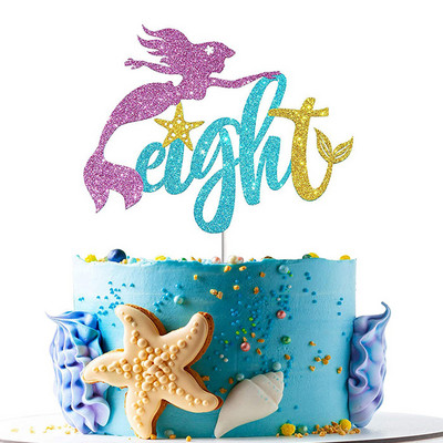 1kom Sirena Party Dekoracija torte Preslatka svjetlucava Sirena Cupcake Topper za dječji rođendan Baby Shower Party na temu sirene