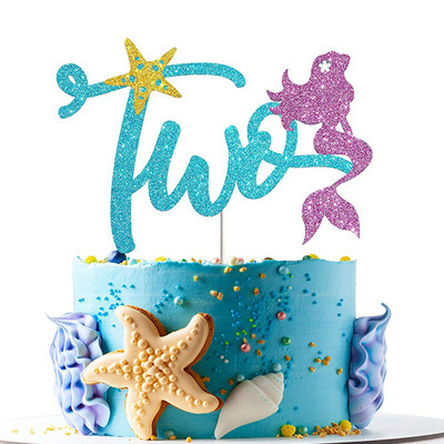 1kom Sirena Party Dekoracija torte Preslatka svjetlucava Sirena Cupcake Topper za dječji rođendan Baby Shower Party na temu sirene