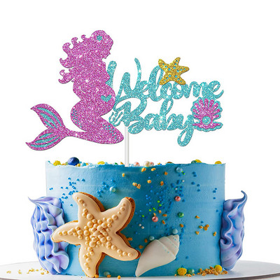 1kom Sirena Party Dekoracija torte Preslatka svjetlucava Sirena Cupcake Topper za dječji rođendan Baby Shower Party na temu sirene