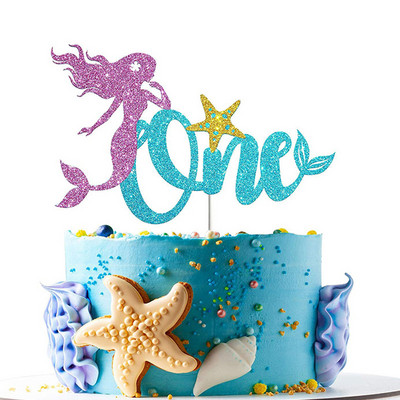 1kom Sirena Party Dekoracija torte Preslatka svjetlucava Sirena Cupcake Topper za dječji rođendan Baby Shower Party na temu sirene