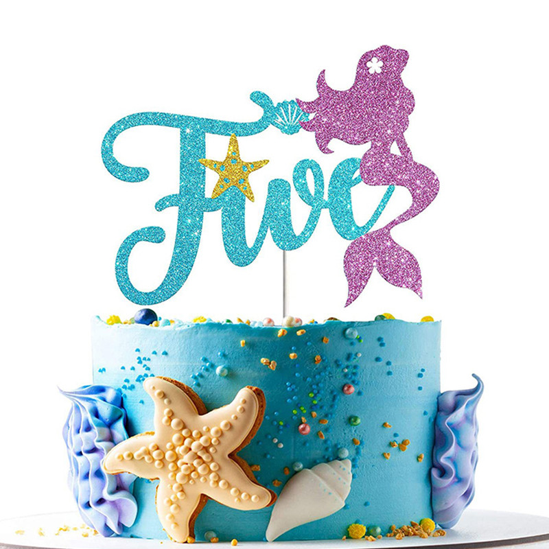 1kom Sirena Party Dekoracija torte Preslatka svjetlucava Sirena Cupcake Topper za dječji rođendan Baby Shower Party na temu sirene