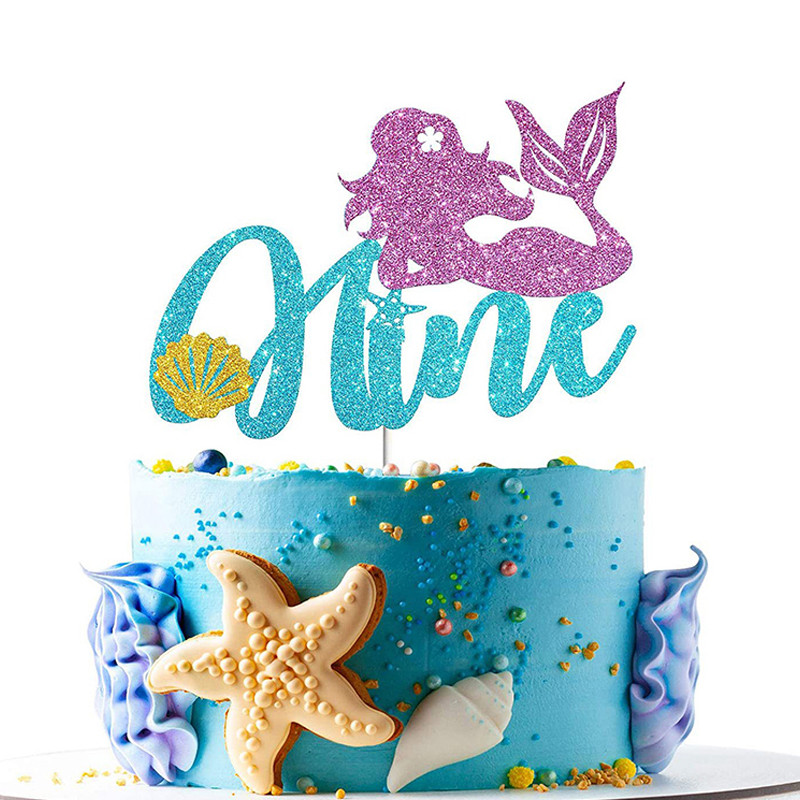 1kom Sirena Party Dekoracija torte Preslatka svjetlucava Sirena Cupcake Topper za dječji rođendan Baby Shower Party na temu sirene