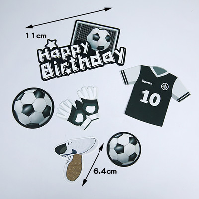 Nogometna tema Party Cupcake Topper Happy Birthday Cake Topper Flage za djecu Dječaci Rođendanska zabava Dekoracije torti Potrepštine Pokloni