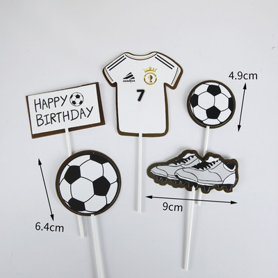 Nogometna tema Party Cupcake Topper Happy Birthday Cake Topper Flage za djecu Dječaci Rođendanska zabava Dekoracije torti Potrepštine Pokloni