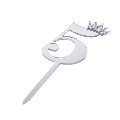 5/10kom zrcalne površine za tortu, akrilni brojevi 0-9 s krunom, dječji rođendanski ukras za tortu, nadjev za godišnjicu vjenčanja