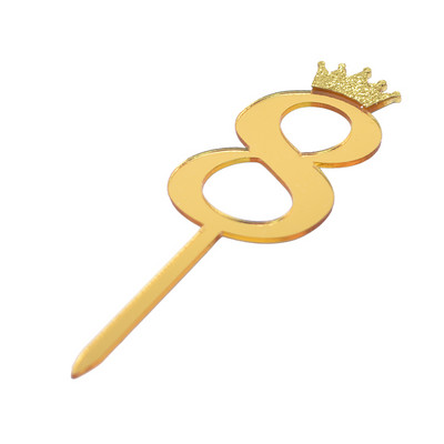 5/10kom zrcalne površine za tortu, akrilni brojevi 0-9 s krunom, dječji rođendanski ukras za tortu, nadjev za godišnjicu vjenčanja