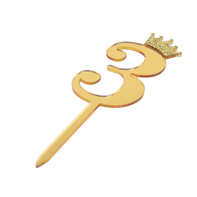 5/10kom zrcalne površine za tortu, akrilni brojevi 0-9 s krunom, dječji rođendanski ukras za tortu, nadjev za godišnjicu vjenčanja