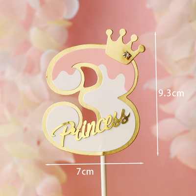 Număr cadru fluture coroană nobilă 100 zile 1 2 3 Roz Albastru Cake Topper Desert Decor pentru petrecerea de aniversare Cadouri minunate