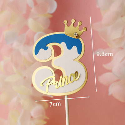 Număr cadru fluture coroană nobilă 100 zile 1 2 3 Roz Albastru Cake Topper Desert Decor pentru petrecerea de aniversare Cadouri minunate