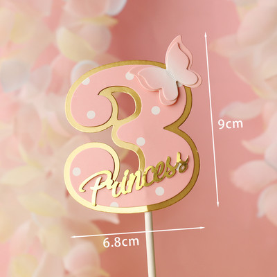 Număr cadru fluture coroană nobilă 100 zile 1 2 3 Roz Albastru Cake Topper Desert Decor pentru petrecerea de aniversare Cadouri minunate