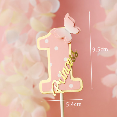Număr cadru fluture coroană nobilă 100 zile 1 2 3 Roz Albastru Cake Topper Desert Decor pentru petrecerea de aniversare Cadouri minunate
