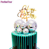 1db Disco Ball Tortafedők 80-as 90-es évek Retro party Disco Cake Decor Szombat esti Lázparti Disco Dance Születésnapi Party Kellékek