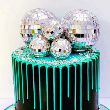 1Pcs Disco Ball Cake toppers 80s 90s Retro party Disco Cake Decor Saturday Night Fever Party Disco Dance Birthday Party Supplies