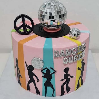 1Pcs Disco Ball Cake toppers 80s 90s Retro party Disco Cake Decor Saturday Night Fever Party Disco Dance Birthday Party Supplies