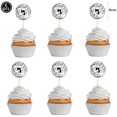 1db Disco Ball Tortafedők 80-as 90-es évek Retro party Disco Cake Decor Szombat esti Lázparti Disco Dance Születésnapi Party Kellékek