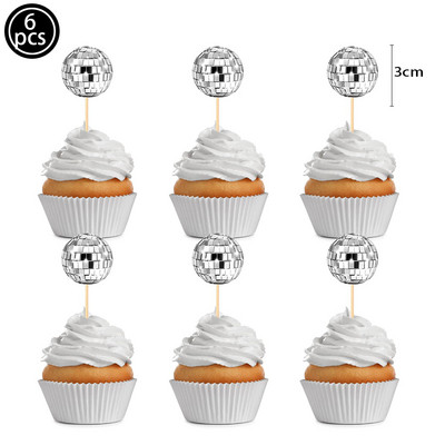 1db Disco Ball Tortafedők 80-as 90-es évek Retro party Disco Cake Decor Szombat esti Lázparti Disco Dance Születésnapi Party Kellékek