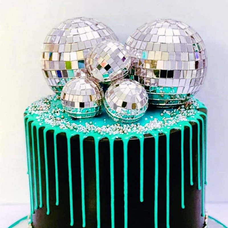 1db Disco Ball Tortafedők 80-as 90-es évek Retro party Disco Cake Decor Szombat esti Lázparti Disco Dance Születésnapi Party Kellékek