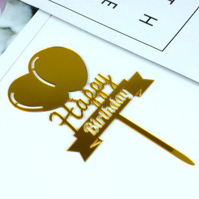 10 DB akril boldog születésnapi tortafeltét ballon arany akril tortafeltét buli kellékek babaváró születésnapi torta dekoráció