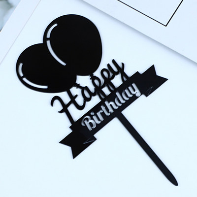 10 DB akril boldog születésnapi tortafeltét ballon arany akril tortafeltét buli kellékek babaváró születésnapi torta dekoráció