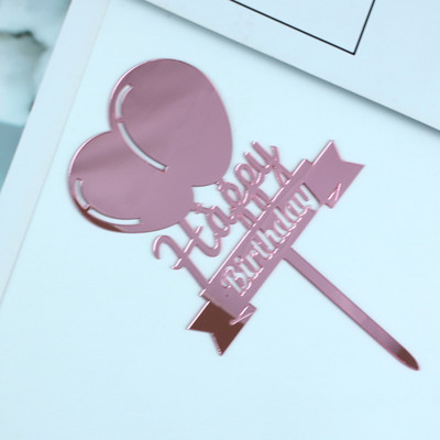 10 DB akril boldog születésnapi tortafeltét ballon arany akril tortafeltét buli kellékek babaváró születésnapi torta dekoráció