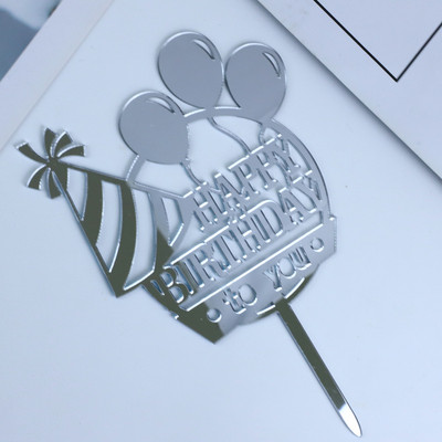 10 DB akril boldog születésnapi tortafeltét ballon arany akril tortafeltét buli kellékek babaváró születésnapi torta dekoráció