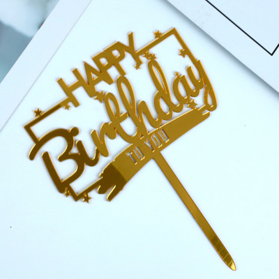 10 DB akril boldog születésnapi tortafeltét ballon arany akril tortafeltét buli kellékek babaváró születésnapi torta dekoráció