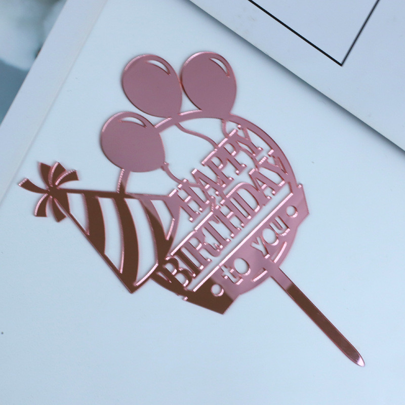 10 DB akril boldog születésnapi tortafeltét ballon arany akril tortafeltét buli kellékek babaváró születésnapi torta dekoráció