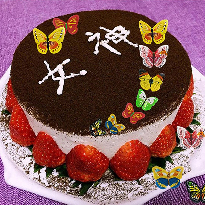 Zmiešané jedlé kvety a motýle oblátky z ryžového papiera na zdobenie torty, narodeninových tort, nástroj na zdobenie kuchynského doplnku.