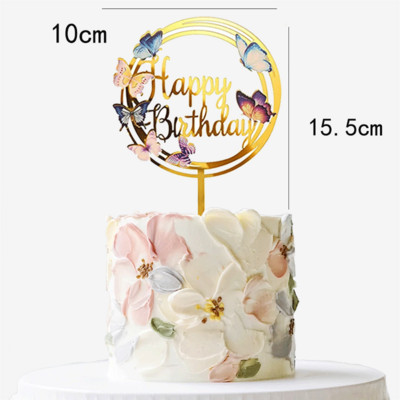 Boldog születésnapi torta dekoratív virág pillangó torta dekoratív otthoni születésnapi buli díszítő cikkek