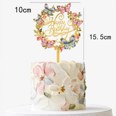 Boldog születésnapi torta dekoratív virág pillangó torta dekoratív otthoni születésnapi buli díszítő cikkek