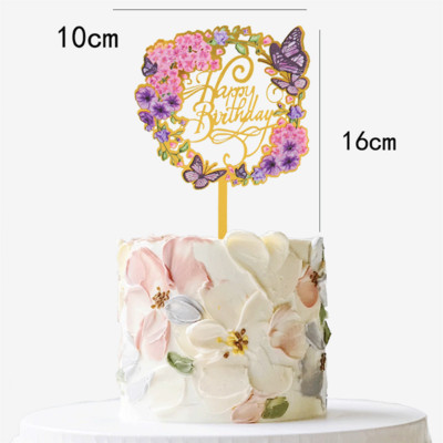 Boldog születésnapi torta dekoratív virág pillangó torta dekoratív otthoni születésnapi buli díszítő cikkek