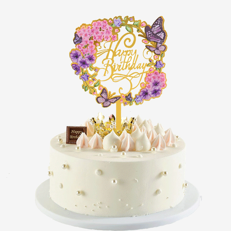 Boldog születésnapi torta dekoratív virág pillangó torta dekoratív otthoni születésnapi buli díszítő cikkek