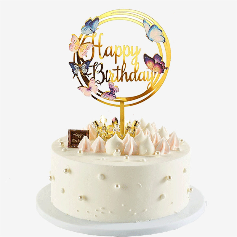 Boldog születésnapi torta dekoratív virág pillangó torta dekoratív otthoni születésnapi buli díszítő cikkek