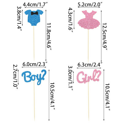 Fiús vagy lányos tortafeltöltő papír torta zászlók a nemek feltárására Bulidíszítések Babazuhany Hableány születésnapi torta kellékek