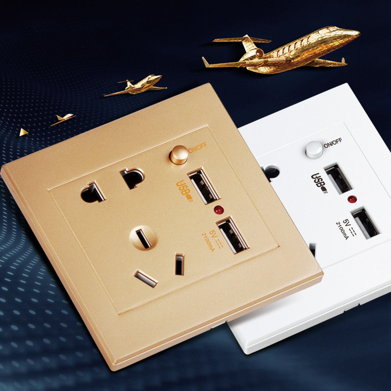 CA 110-250V 13A Priză USB de perete Panou de priză de perete universală cu 2 porturi USB Mușcă de încărcare Comutator Priză de curent UE SUA Marea Britanie AU