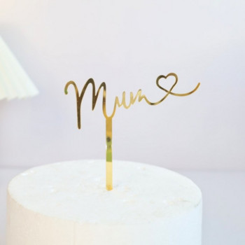 Нов топер за торта Честит ден на майката Акрилно злато Mum Best Mom Cake Topper for Mommy Mother\'s Day Birthday Party Cake Decorations