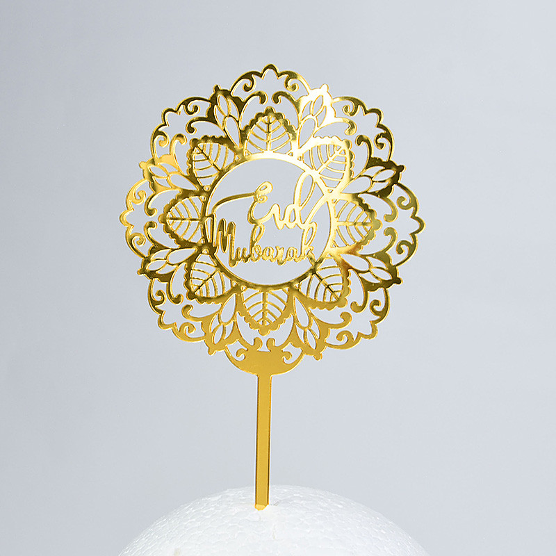Eid Mubarak tortafeltétek arany akril Hold tortalapát az iszlám muszlim fesztivál Kareem Ramadan Cupcake dekorációs kellékei