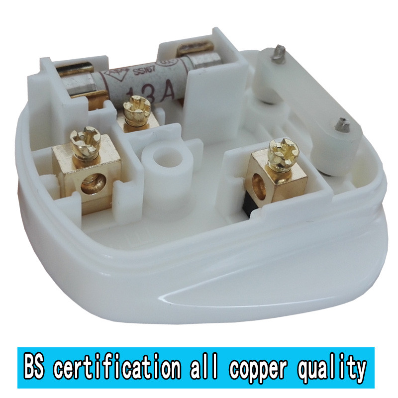 Bijelo crni 3-polni UK glavni utikač Adapter kabela 13A 3250W Električna utičnica uređaja Adapter s osiguračem Kućanski