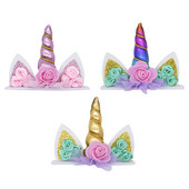 Unicorn Mini Size Cake Topper Ar rokām darināts vienradža raga kūkas dekors