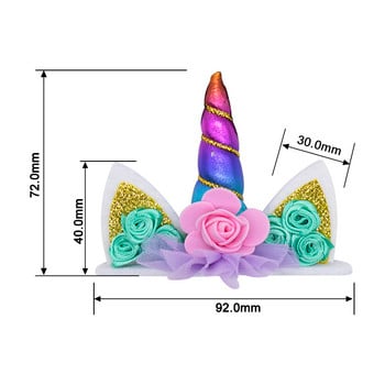 Ръчно изработена украса за торта с рог на еднорог с мини размер