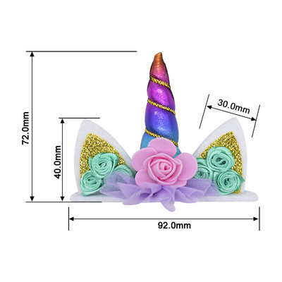 Unicorn Mini Size Cake Topper Ar rokām darināts vienradža raga kūkas dekors