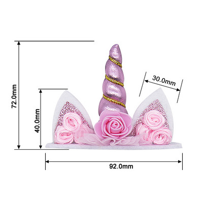 Unicorn Mini Size Cake Topper Ar rokām darināts vienradža raga kūkas dekors