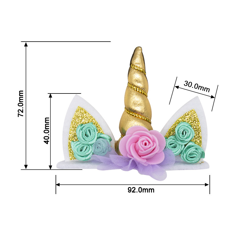 Unicorn Mini Size Cake Topper Ar rokām darināts vienradža raga kūkas dekors