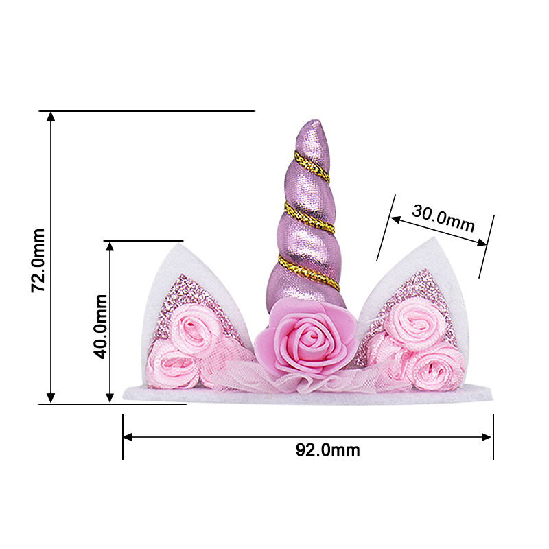 Unicorn Mini Size Cake Topper Ar rokām darināts vienradža raga kūkas dekors