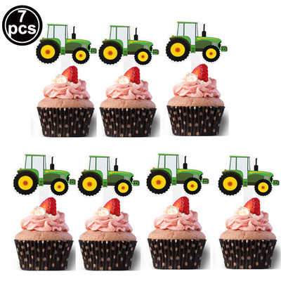 7 komada Građevinski nadjev za kolače Pick Kiper Kamion Bager Traktor Party Preljevi za torte za dječji rođendan Baby Shower Party Decor