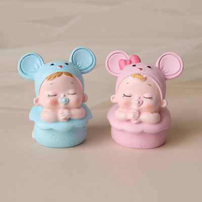 1. 100 dienas Peļu mazulis Meitene Zēns Zils Rozā Matu Balons Kūkas virsma ballītei Kūkas dekorēšanai Deserts Jaukas dāvanas